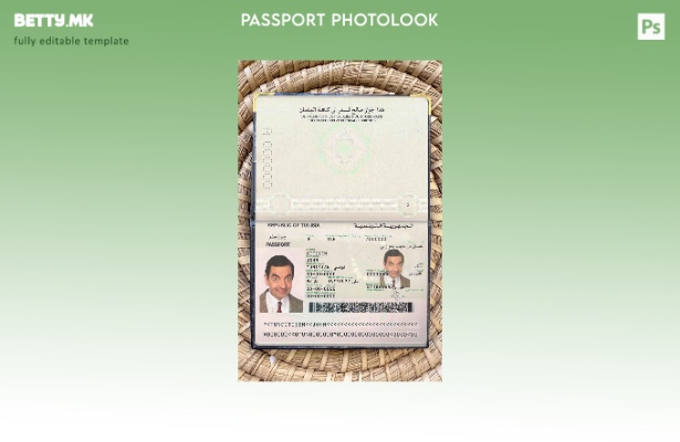 Шаблон за изглед на слика за пасош на Тунис во модерен стил